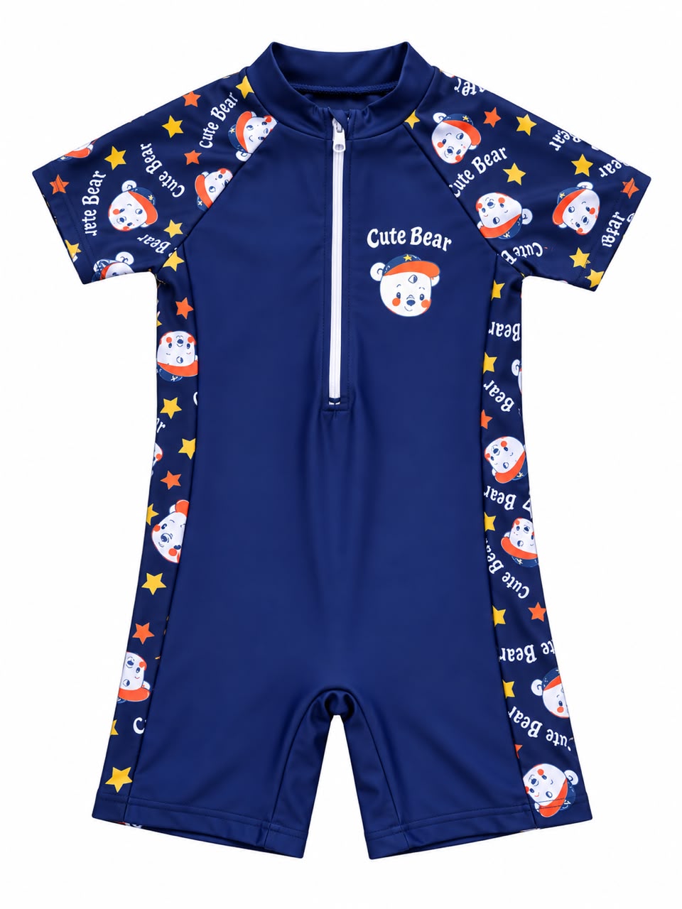 Navy Cute Bear Zip Swimsuit