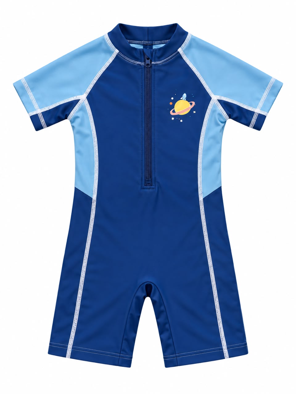 Navy Space Zip Swim Romper