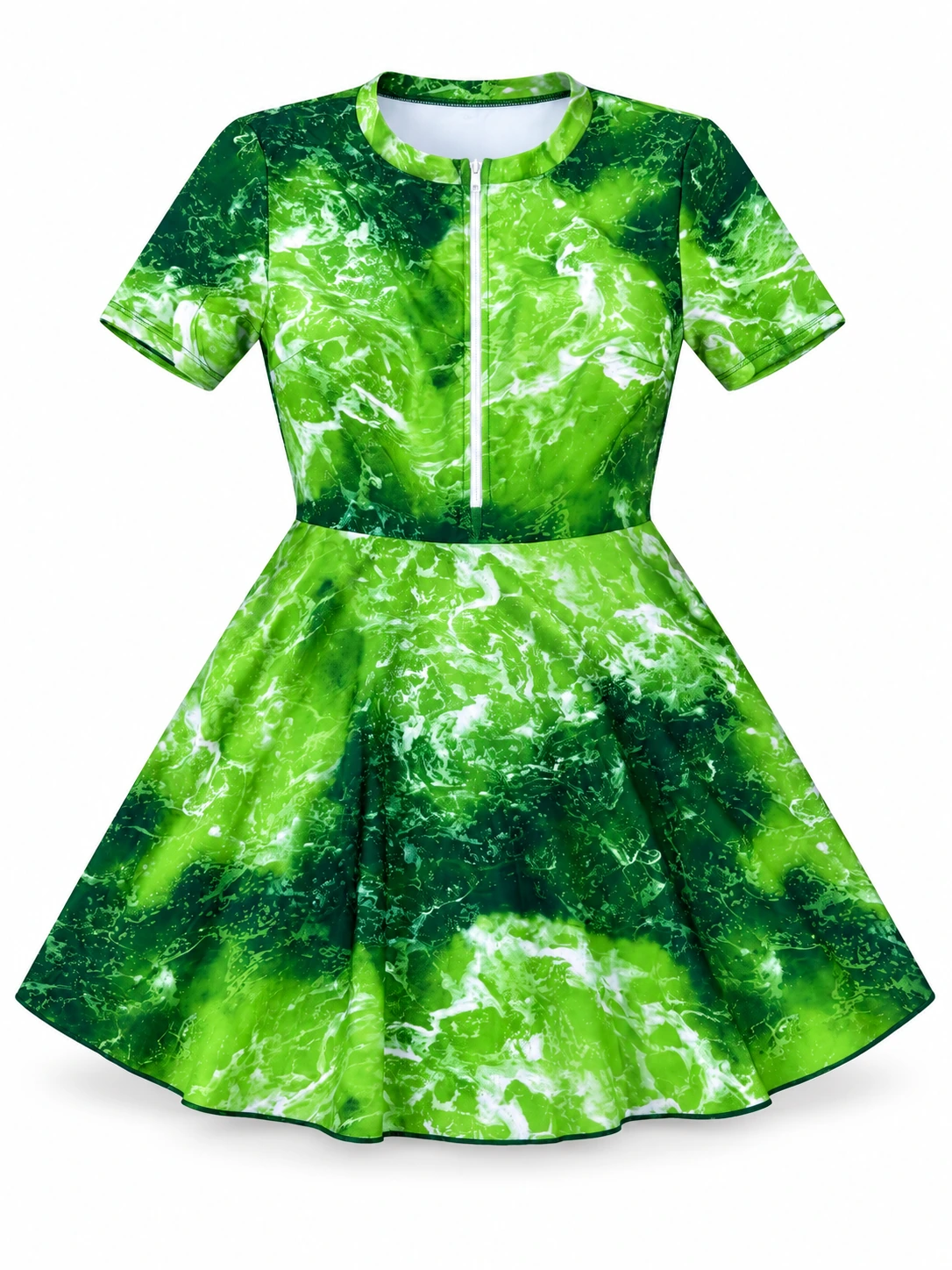 Two Piece  Ocean Marble Swim Dress & Shorts Set gallery image