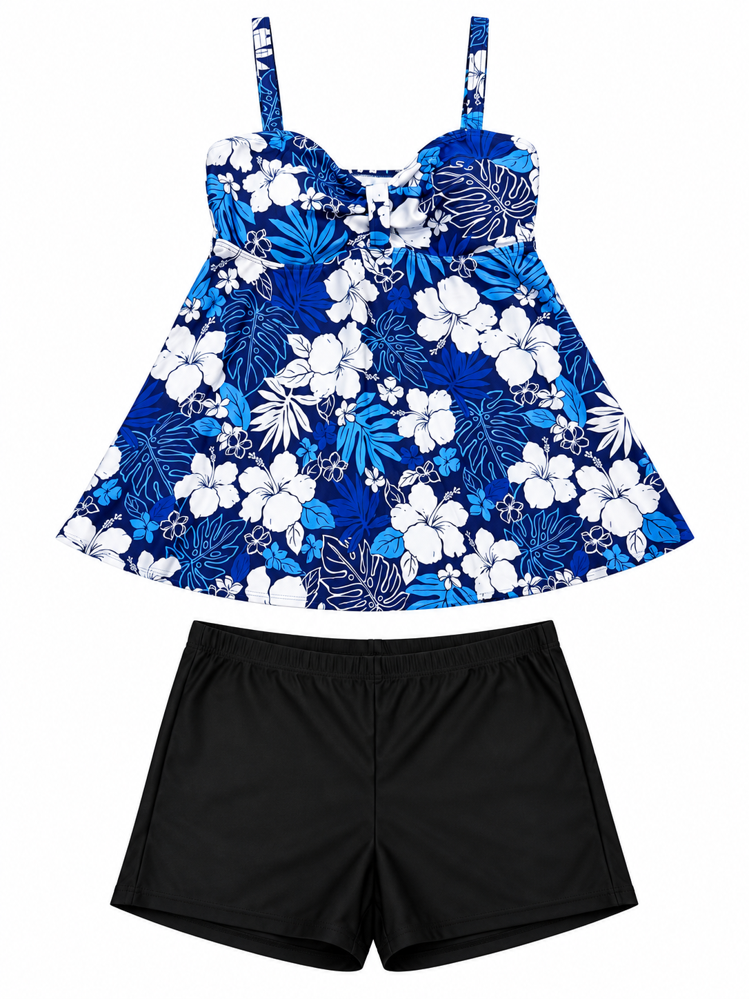 Blue Tropical Floral Tankini & Shorts Set gallery image