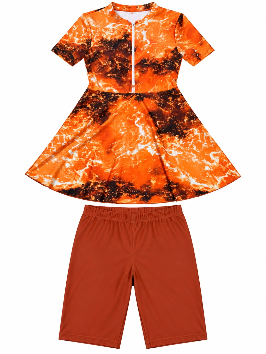 Two Piece  Ocean Marble Swim Dress & Shorts Set gallery image