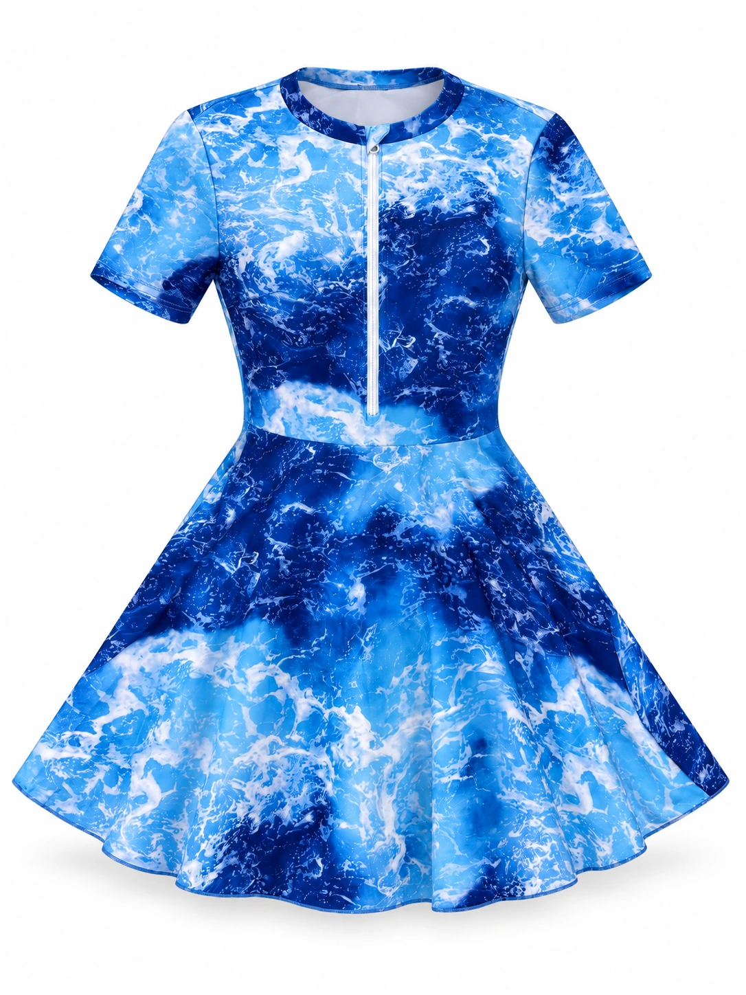 Two Piece  Ocean Marble Swim Dress & Shorts Set gallery image