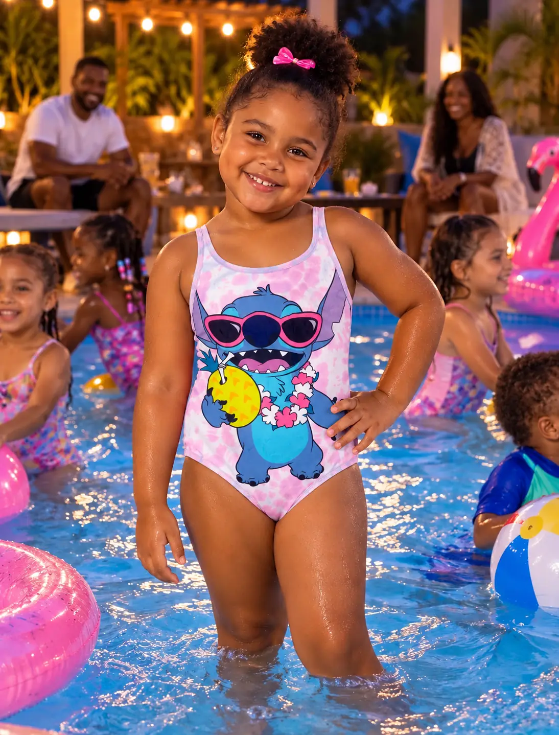 Girls’ Stitch Tropical Splash One-Piece Swimsuit