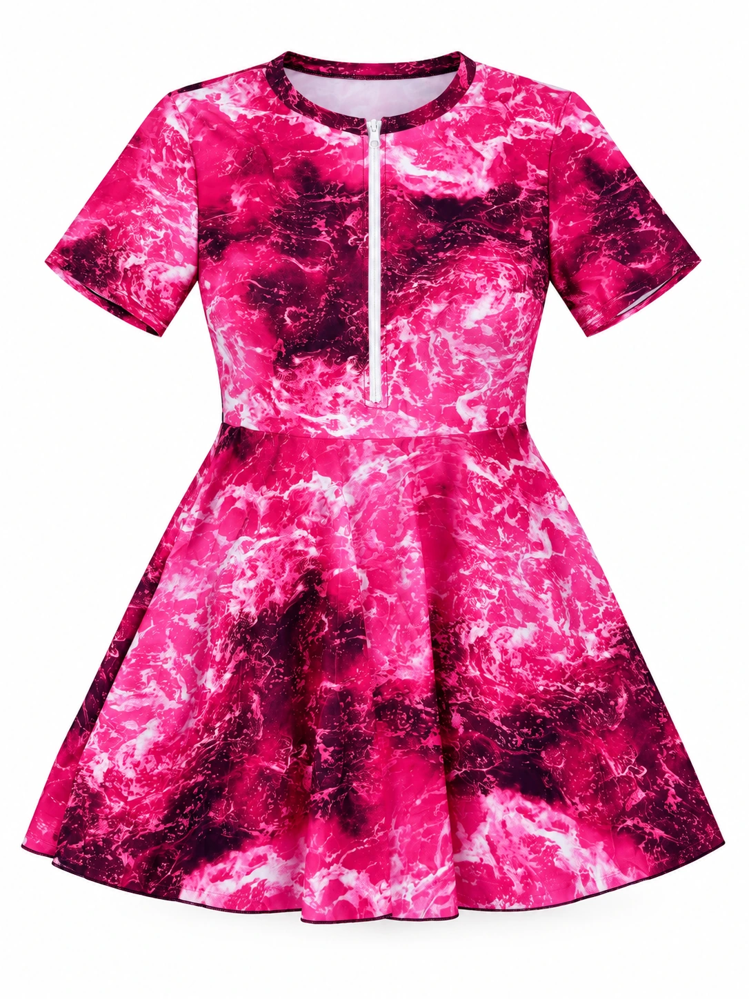 Two Piece  Ocean Marble Swim Dress & Shorts Set gallery image